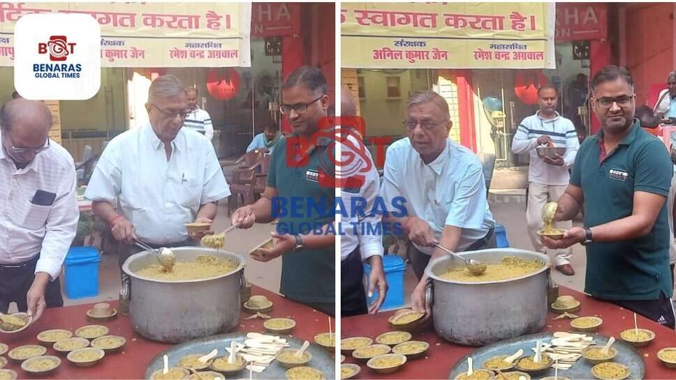 Free Food Distribution : संकल्प अन्नक्षेत्र ने संकटमोचन मंदिर में भोग अर्पित कर श्रद्धालुओं में किया प्रसाद वितरण