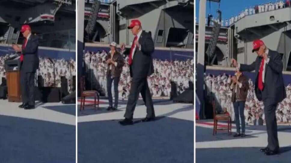 US Navy Event में भाषण देने के बाद डांस करने लगे Donald Trump, वायरल वीडियो ने मचाई धूम!