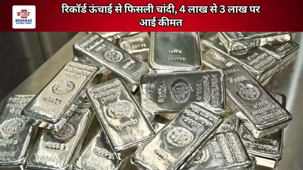 रिकॉर्ड ऊंचाई से फिसली चांदी, 4 लाख से 3 लाख पर आई कीमत