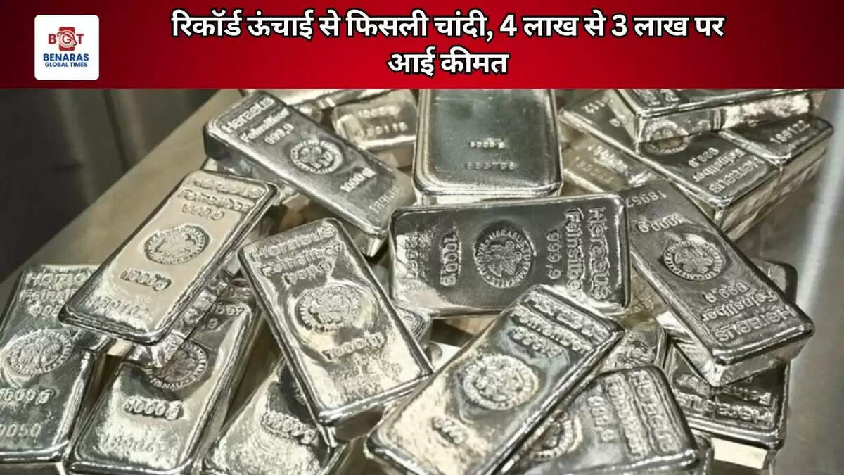 रिकॉर्ड ऊंचाई से फिसली चांदी, 4 लाख से 3 लाख पर आई कीमत
