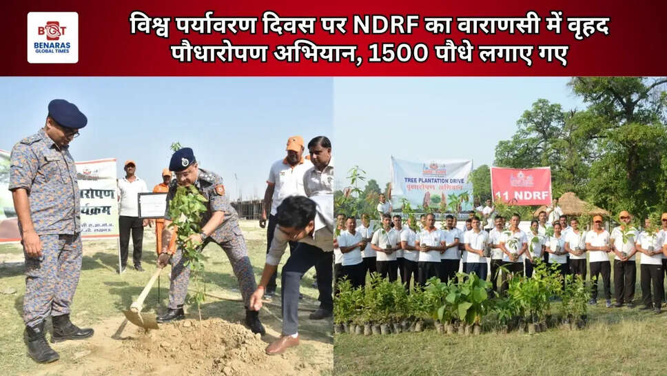 विश्व पर्यावरण दिवस पर NDRF का वाराणसी में वृहद पौधारोपण अभियान, 1500 पौधे लगाए गए