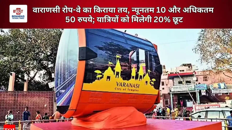  वाराणसी रोप-वे का किराया तय, न्यूनतम 10 और अधिकतम 50 रुपये; यात्रियों को मिलेगी 20% छूट