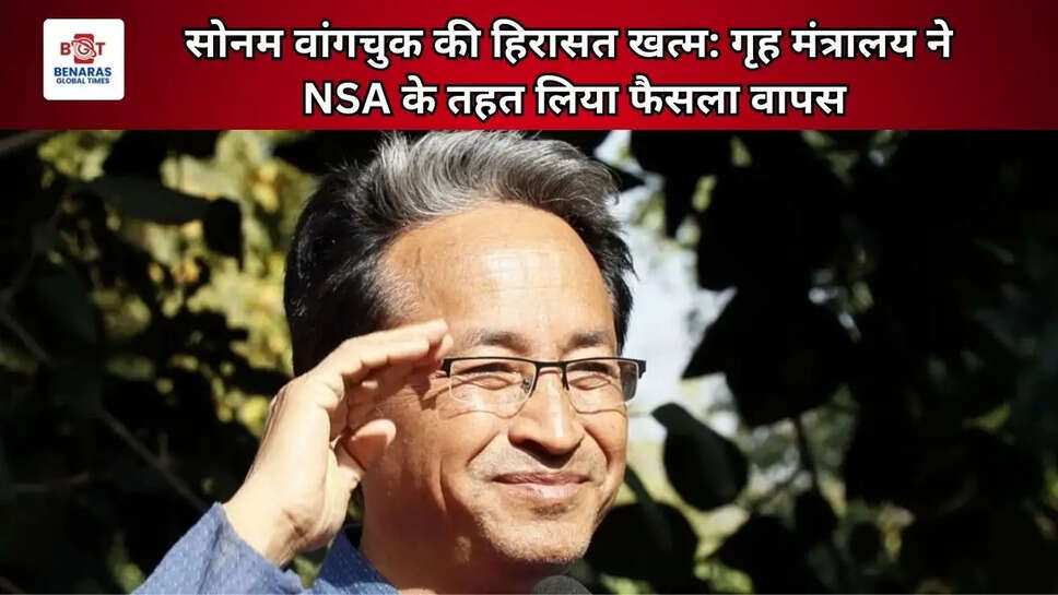  सोनम वांगचुक की हिरासत खत्म: गृह मंत्रालय ने NSA के तहत लिया फैसला वापस