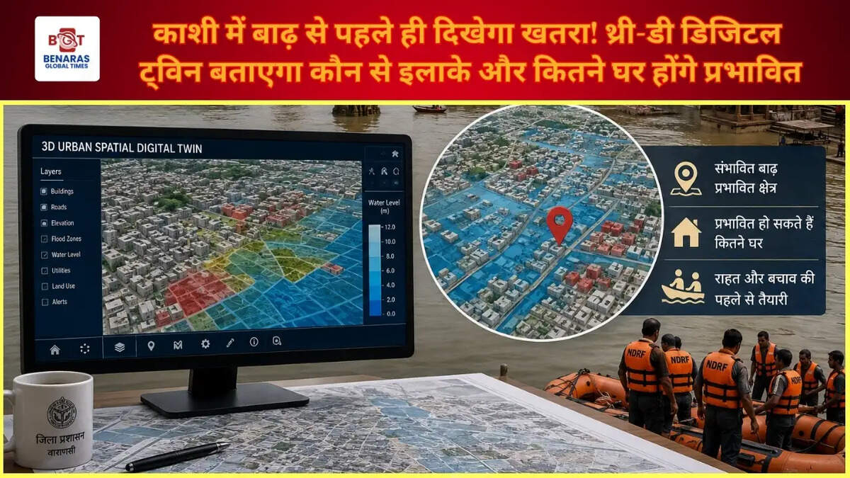 काशी में बाढ़ से पहले ही दिखेगा खतरा! थ्री-डी डिजिटल ट्विन बताएगा कौन से इलाके और कितने घर होंगे प्रभावित