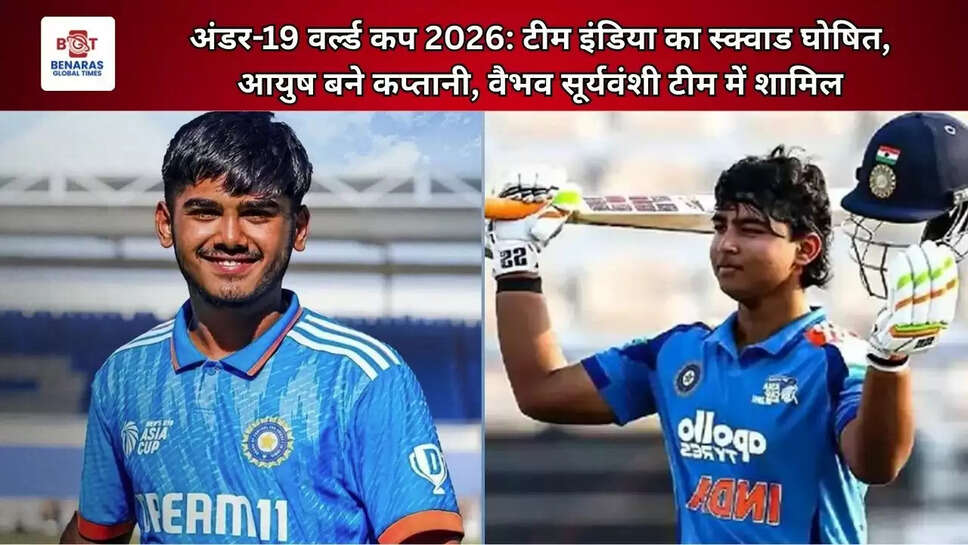  अंडर-19 वर्ल्ड कप 2026: टीम इंडिया का स्क्वाड घोषित, आयुष बने कप्तानी, वैभव सूर्यवंशी टीम में शामिल