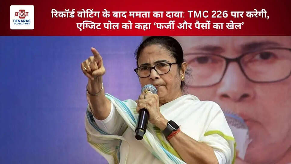  रिकॉर्ड वोटिंग के बाद ममता का दावा &mdash; TMC 226 पार करेगी, एग्जिट पोल को कहा &lsquo;फर्जी और पैसों का खेल&rsquo;