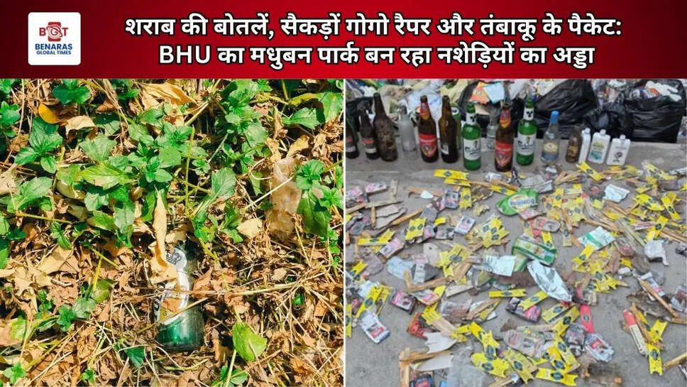  शराब की बोतलें, सैकड़ों गोगो रैपर और तंबाकू के पैकेट: BHU का मधुबन पार्क बन रहा नशेड़ियों का अड्डा