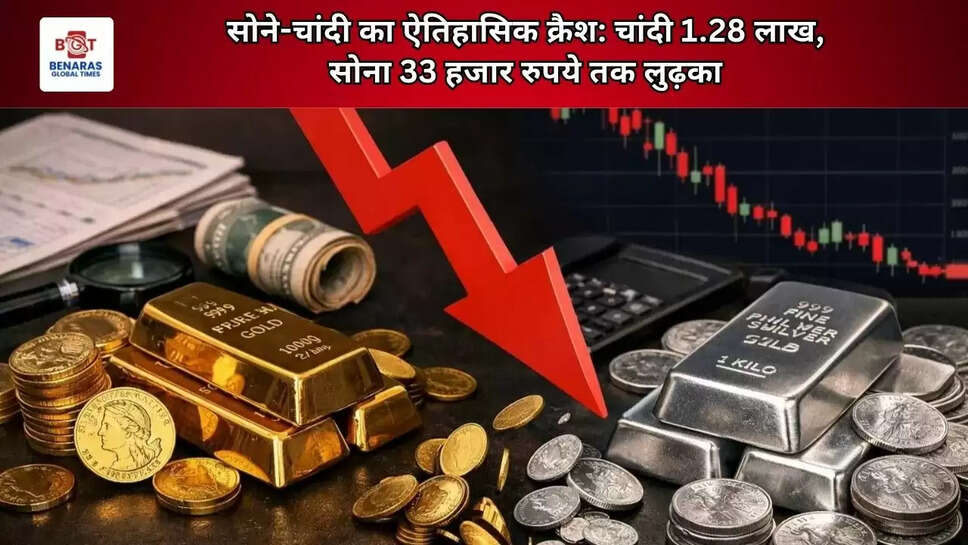  सोने-चांदी का ऐतिहासिक क्रैश: चांदी 1.28 लाख, सोना 33 हजार रुपये तक लुढ़का&nbsp;