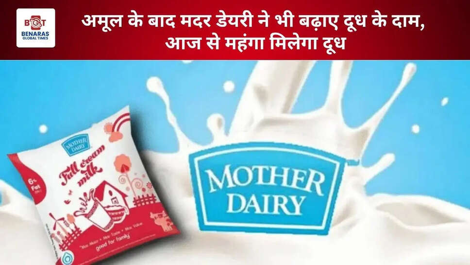 अमूल के बाद मदर डेयरी ने भी बढ़ाए दूध के दाम, आज से महंगा मिलेगा दूध ​​​​​​​