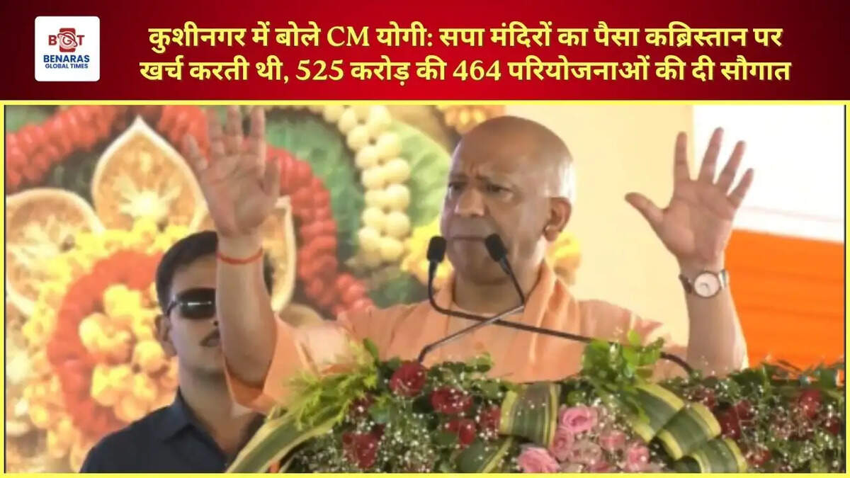  कुशीनगर में बोले CM योगी: सपा मंदिरों का पैसा कब्रिस्तान पर खर्च करती थी, 525 करोड़ की 464 परियोजनाओं की दी सौगात