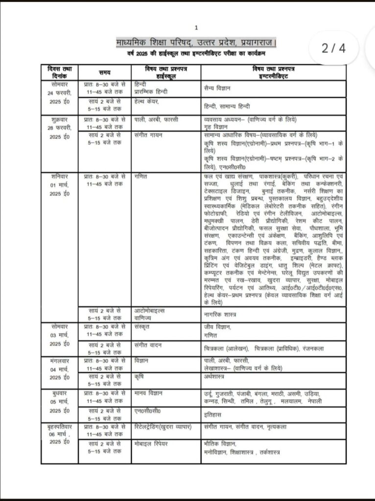 UP Board Exam Date 2025: यूपी बोर्ड की 10वीं और 12वीं की परीक्षा की तारीखें घोषित, यहां देखें पूरा शेड्यूल UP Board Exam Date 2025: यूपी बोर्ड की 10वीं और 12वीं की परीक्षा की तारीखें घोषित, यहां देखें पूरा शेड्यूल