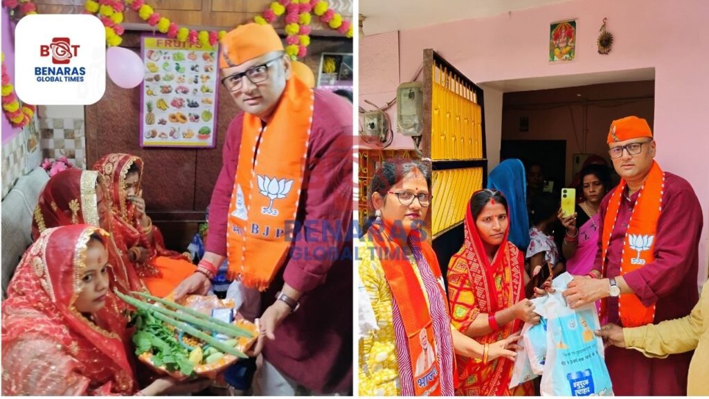 Varanasi : गर्भवती महिलाओं के लिए गोदभराई एवं पुष्टाहार वितरण कार्यक्रम में विधायक सौरभ श्रीवास्तव हुए शामिल Varanasi