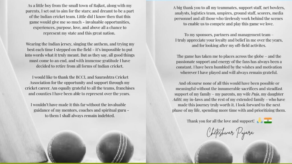Cheteshwar Pujara: चेतेश्वर पुजारा ने क्रिकेट के सभी प्रारूपों को कहा अलविदा, भावुक नोट में जाहिर कीं दिल की बातें Cheteshwar Pujara: चेतेश्वर पुजारा ने क्रिकेट के सभी प्रारूपों को कहा अलविदा, भावुक नोट में जाहिर कीं दिल की बातें Cheteshwar Pujara: चेतेश्वर पुजारा ने क्रिकेट के सभी प्रारूपों को कहा अलविदा, भावुक नोट में जाहिर कीं दिल की बातें